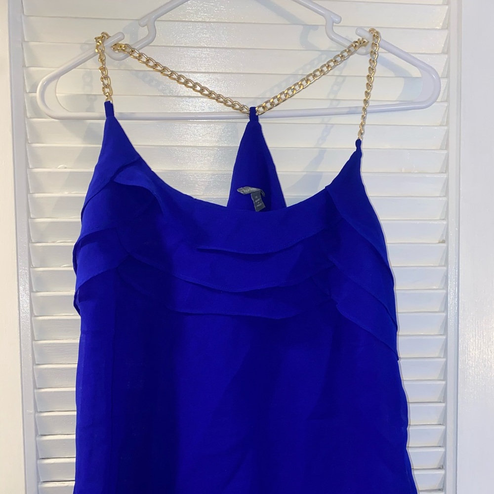 Royal blue tank with chain straps